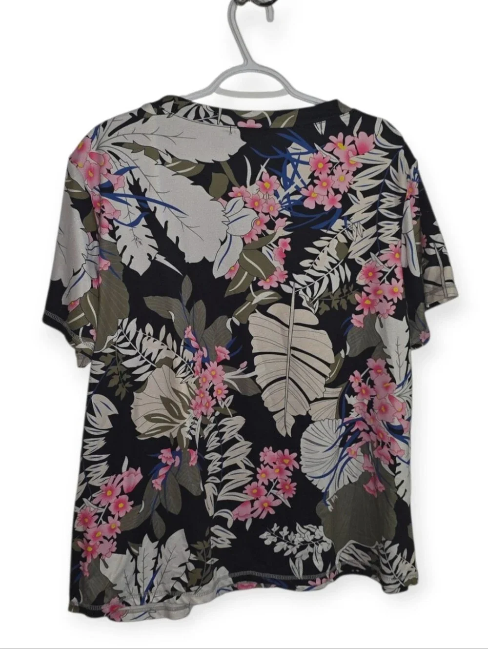Ekouaer Navy Floral Lounge Set V-Neck Pajama Set with Cropped Pants XXL